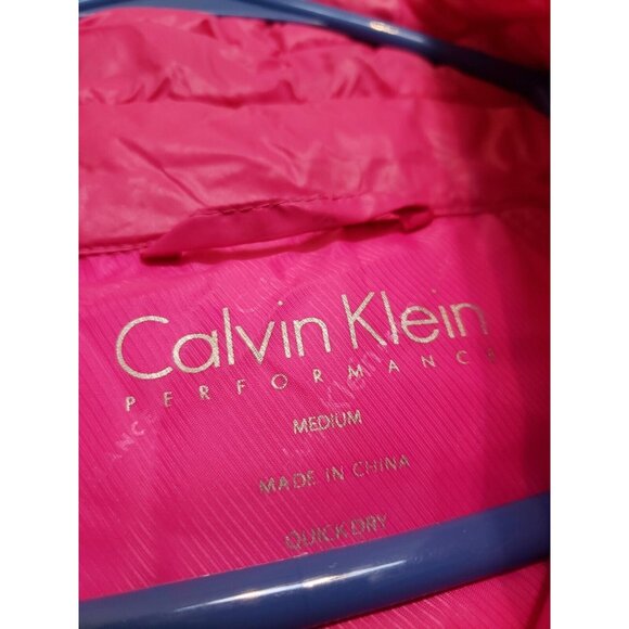 Calvin Klein Womens M Performance Puffer Jacket Hot Pink Full Zip Activewear - Picture 5 of 6
